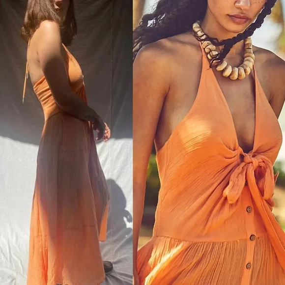 Free People Endless Summer A Little Extra Maxi Dress Papaya Size Small NWOT $128 - Picture 9 of 10